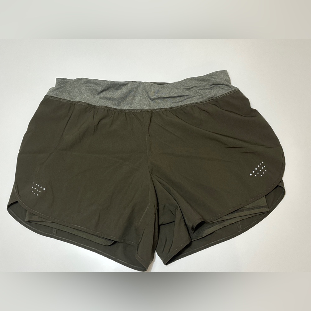 Avia Olive Green Athletic Shorts with Gray Waistband